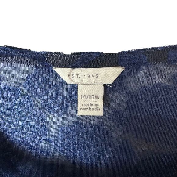 Cato Boho Semi Sheer Burnout Top Blue Peplum Layered Fairy Womens 14/16W - Picture 4 of 10